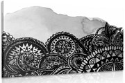 Картина на платно – Мандала в черно-бял вариант