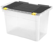 Кутия за съхранение 54 л, черна/прозрачна