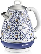 Електрическа кана Ariete Capri 2869/0C, 2000W, 1.7 л, Подвижен филтър, Прозорец за водата, 360C безжична основа, Бял/син