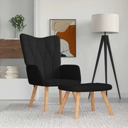 Sonata H Релаксиращ стол с табуретка, черен, плат