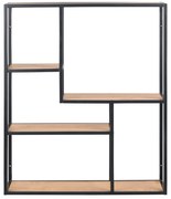 Черна/естествена стенна библиотека от декор от дъб 75x91 cm Seaford – Actona