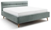 Светлосиньо двойно легло 160x200 cm тапицирано с място за съхранение с включена подматрачна рамка Lotte – Meise Möbel