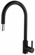 Стоящ смесител за кухня,  Inter Ceramic, ICF 263006 BLACK, с изтеглящ се душ