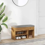 857628 vidaXL Пейка за обувки, дъб артизан, 82x32x45,5 см, инженерно дърво