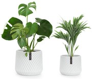 Fox & Fern Heusden, комплект от 2 саксии, полистоун, подходящи за растения, ръчна изработка, 3D вид