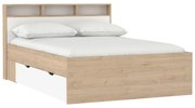 Двойно легло от дъбов декор с място за съхранение без ламелно дъно в естествен цвят 140x200 cm Ikast – Tvilum