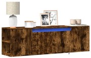 852387 vidaXL Стенен ТВ шкаф с LED осветление, опушен дъб, 135x31x39,5 см