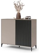 Скрин РИМИНИ К-123 Бежово Таупе/Черен мат - МОДЕРЕН ШКАФ С НАБРАЗДЕНИ ФРОНТОВЕ