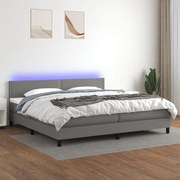 3133102 vidaXL Боксспринг легло с матрак и LED, тъмносива, 200x200 см, плат