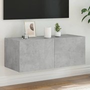 837287 vidaXL Стенен ТВ шкаф с LED осветление, бетонно сив, 80x35x31 см
