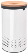 Кош за пране Brabantia 90300241, 60 л, Корков капак, Пълнене без отваряне, Вентилационни отвори, Бял