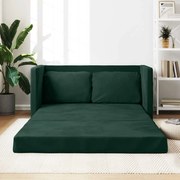 353961 vidaXL Подов разтегателен диван 2-в-1 тъмнозелен 122x204x55 см кадифе