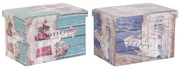 Многофункционална Кутия DKD Home Decor Полиуретан Многоцветен Картон Средиземноморско (59 x 40 x 40 cm) (2 броя)
