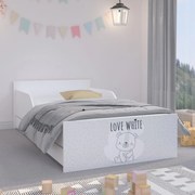 Сладко креватче 180 х 90 см със сива табла и плюшено мече