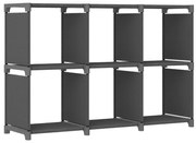 322608 vidaXL Рафт с 6 кубични отделения, сив, 103x30x72,5 см, плат