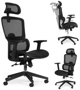 Ергономичен офис стол с регулируема облегалка за глава и мрежеста облегалка