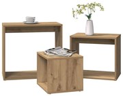 856675 vidaXL Стифиращи маси, 3 бр, дъб артизан, инженерно дърво