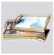 К-кт 2x Декоративен поднос 40x30/35x25 cm златист