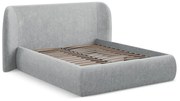 Светлосиво двойно тапицирано легло с място за съхранение и включена подматрачна рамка 180x200 cm Hauke – Makamii
