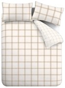 Бежово единично памучно спално бельо 135x200 cm Oxton Check – Bianca