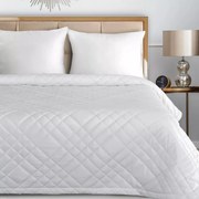 Елегантна кадифена покривка за легло с геометрични стегания - бяла Ширина: 200 см | Дължина: 220 см