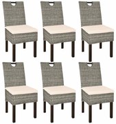 274363 vidaXL Трапезни столове, 6 броя, кубу ратан, мангова дървесина