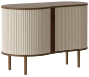 Кафяво-бежов нисък скрин в дъбов декор с плъзгащи се врати 100x67 cm Audacious - UMAGE