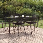 3157897 vidaXL Градински трапезен комплект, 5 части, черен, полиратан