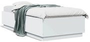 3209625 vidaXL Рамка за легло с LED осветление бяла 100x200 см инженерно дърво