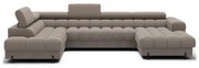 Светлокафяв кадифен разтегателен ъглов диван (ляв ъгъл U форма) Feraria – ELTAP