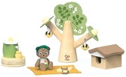 Hape - Интерактивен дървен комплект, Пикник с пчели и кошер, 15 части