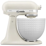 Планетарен миксер KitchenAid Artisan Monochrome White 5KSM156CXEPL, 300W, 4.7 л, Direct drive, 10 скорости, Накланяща се глава, Керамична купа, Порцеланово бял