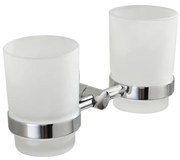 Aqualine - Стенна поставка за четки за зъби SAMBA млечен стъкло/лъскав хром