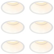 Комплект от 6 вградени прожектора бели GU10 50mm IP44 - Dept