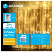 Aigostar - LED Екстериорни Коледни лампички 300xLED/8 функции 3xAA 6x2 м IP44 топло бял