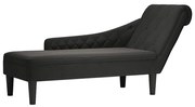 4009767 vidaXL Кушетка с възглавница и десен подлакътник, черен, текстил