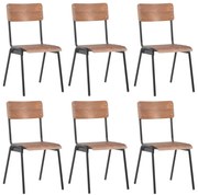 278798 vidaXL Трапезни столове, 6 бр, кафяви, шперплат