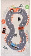 Кремаво детско килимче за игра подходящо за пране 80x120 cm Race Garage – Vitaus