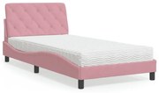 3208645 vidaXL Легло с матрак, розово, 100x200 см, кадифе