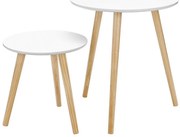 Комплект от 2 помощни масички SERA в бяло/кафяво