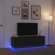 3328427 vidaXL ТВ шкаф с LED осветление, черен, 160,5x41x50 см