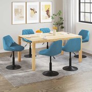 3088806 vidaXL Въртящи се трапезни столове, 6 бр, сини, кадифе