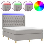3139109 vidaXL Боксспринг легло с матрак и LED, светлосиво, 140x190 см, плат