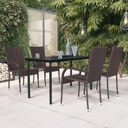 3099385 vidaXL Градински трапезен комплект, 5 части, кафяво и черно