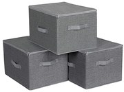 Комплект от 3 кутии за съхранение с цип CURAN, сиви