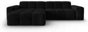 Ъглов диван от черно кадифе (ляв ъгъл) Kendal - Micadoni Home