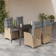 3213268 vidaXL Градински комплект с възглавници, 5 части, бежов полиратан