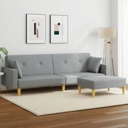 3216240 vidaXL 2-местен диван с табуретка, светлосив, текстил