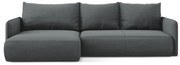 Сив разтегателен ъглов диван с място за съхранение (ляв ъгъл) Nanea – Makamii
