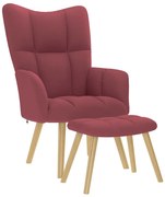 4016781 vidaXL Релаксиращ стол с табуретка, виненочервен, текстил